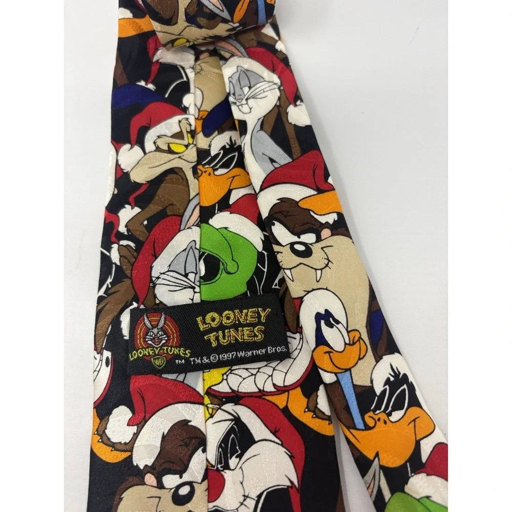 Vintage 1997 Looney Tunes Christmas Silk Men's Tie 90's Cartoons
